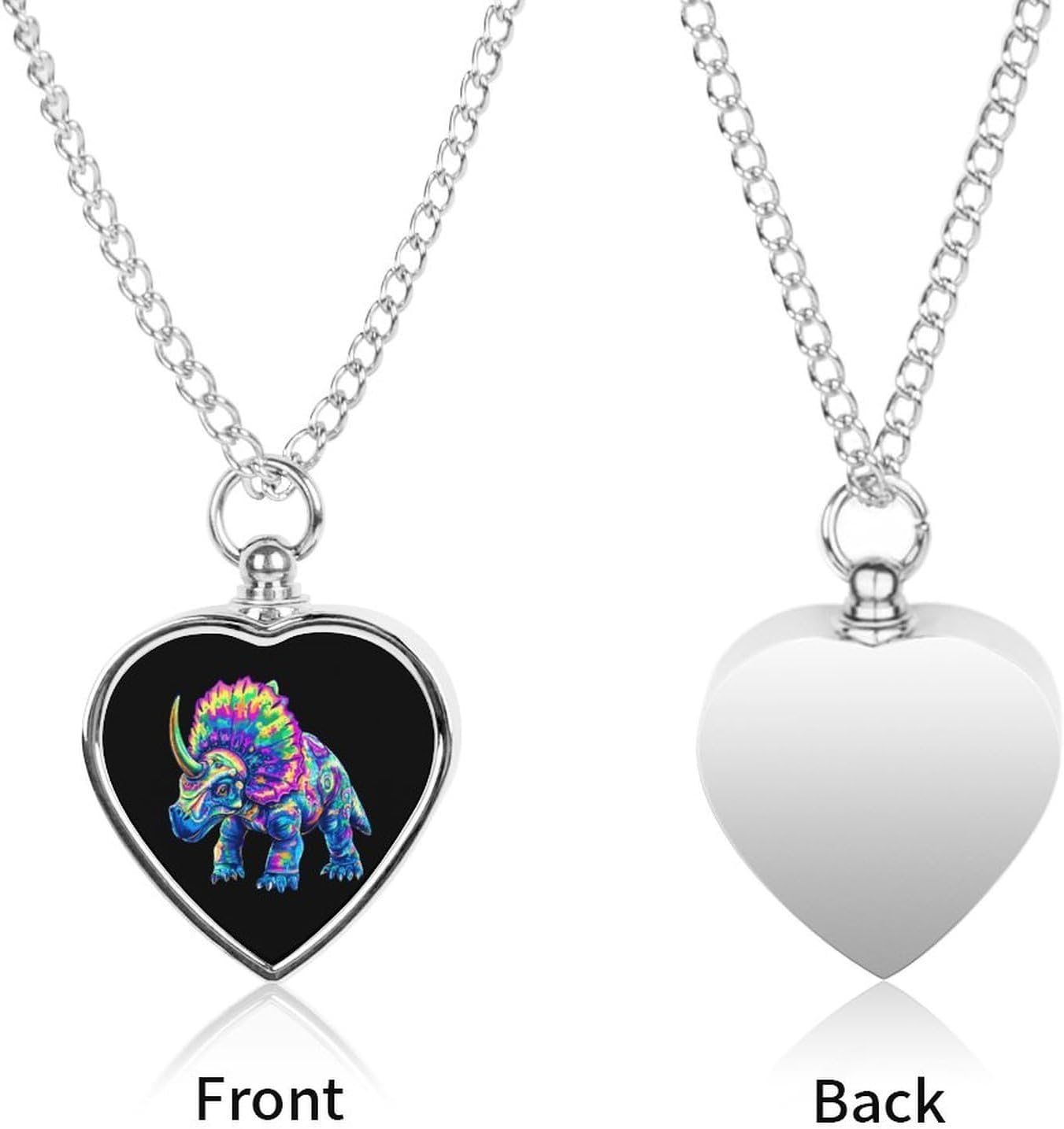 Tie Dye Triceratops Pet Urn Necklace Ashes Cremation Pendant | Personalized Jewelry,Gifts for Dog Lovers