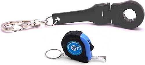 GTRotors Llavero de llave de trinquete de 0.394 in (negro con mini cinta métrica gratis)