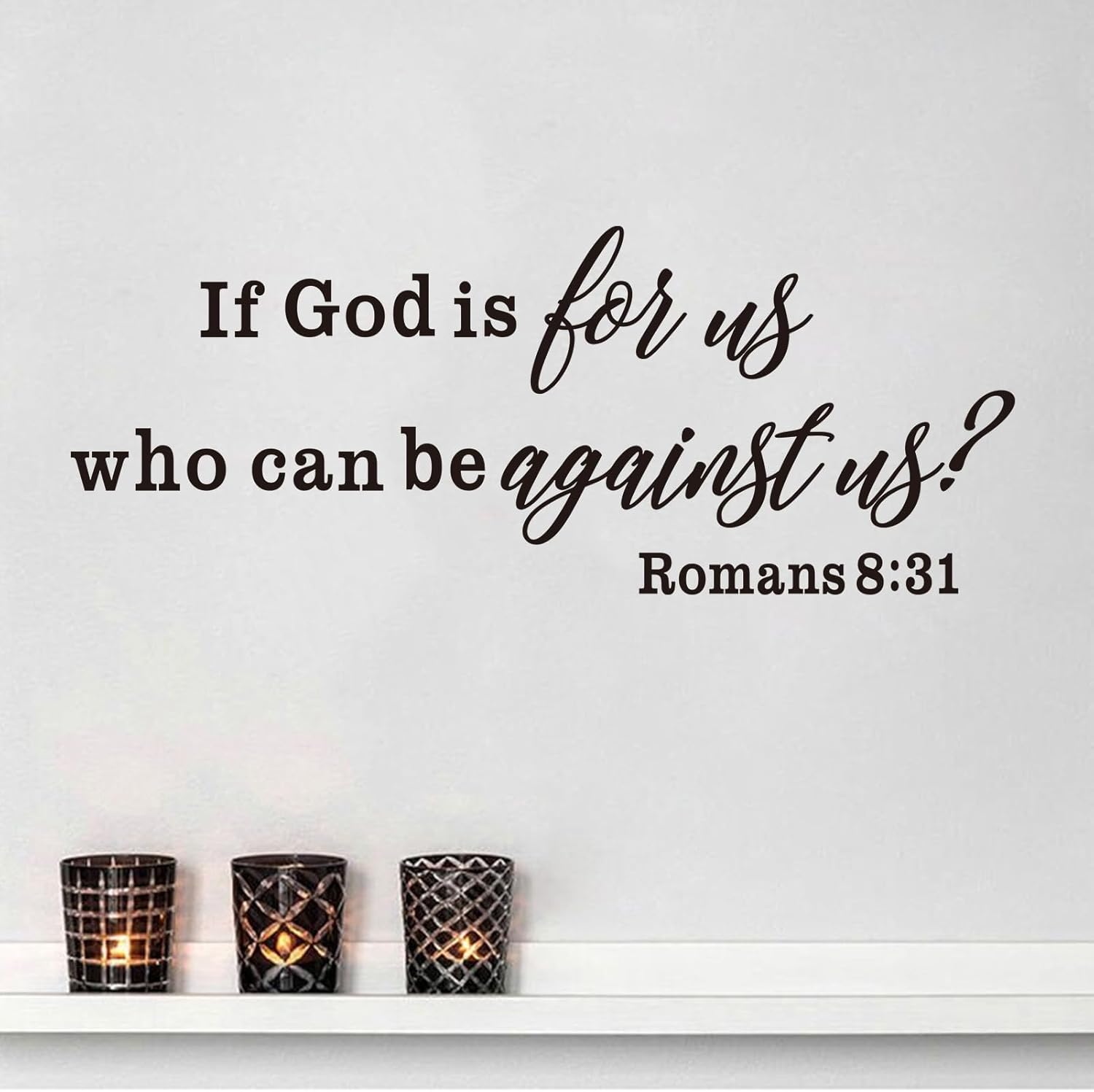 Bible Verse Wall Decals for Bedroom: Christian Quotes Inspirational Living Room Vinyl Art Wall Stickers - If God is for Us Who can be Against US 41" X 16"