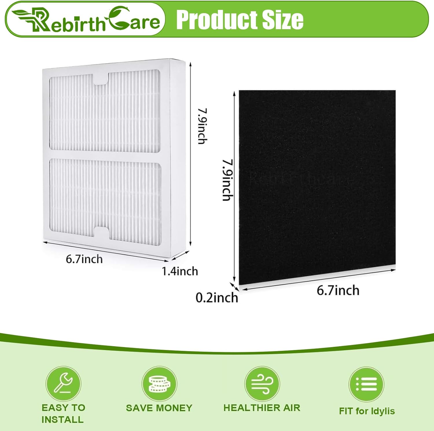 2 Pack Air Purifier Filter B for Idylis AC-2125, AC-2126, IAP-10-125, IAF-H-100B, IAPC-40-140, IAP-10-150, IAP-10-050 Air Purifiers - Image 6