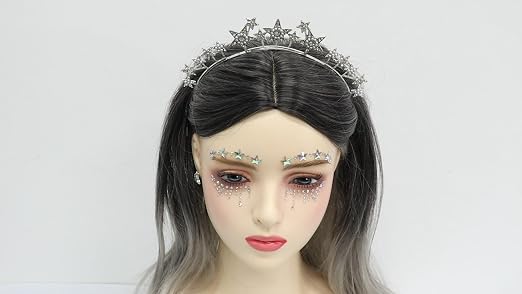 Glitzer Haarband Sterne Haarreif Silber Mit Strass  Produktbild-Vorschau 8