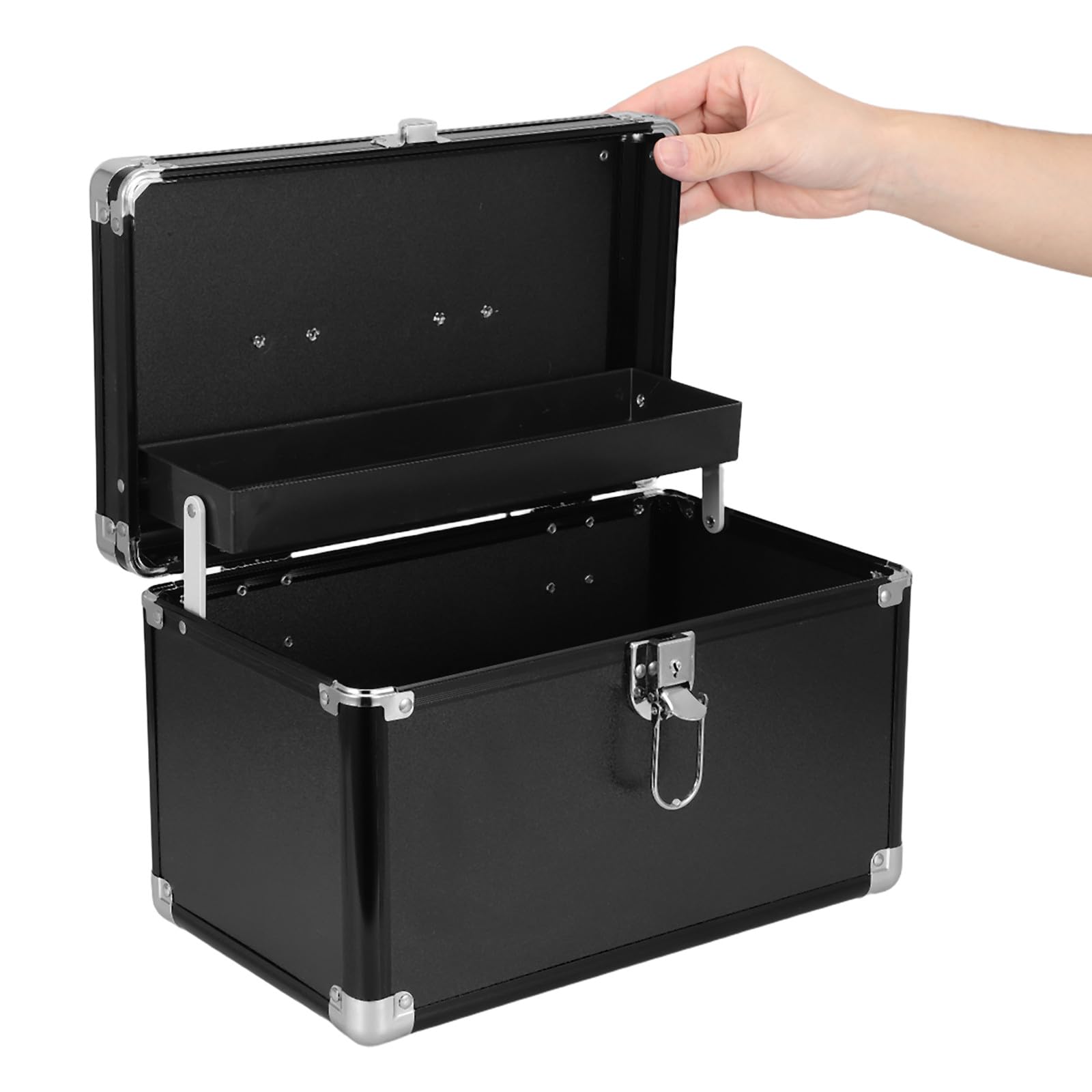 KICHOUSE Wielofunkcyjne pudełko do przechowywania z uchwytem - przenośna skrzynka narzędziowa z 2 przegrodami - aluminiowa rama, etui do prac rękodzielniczych - organizer na przybory do szycia,