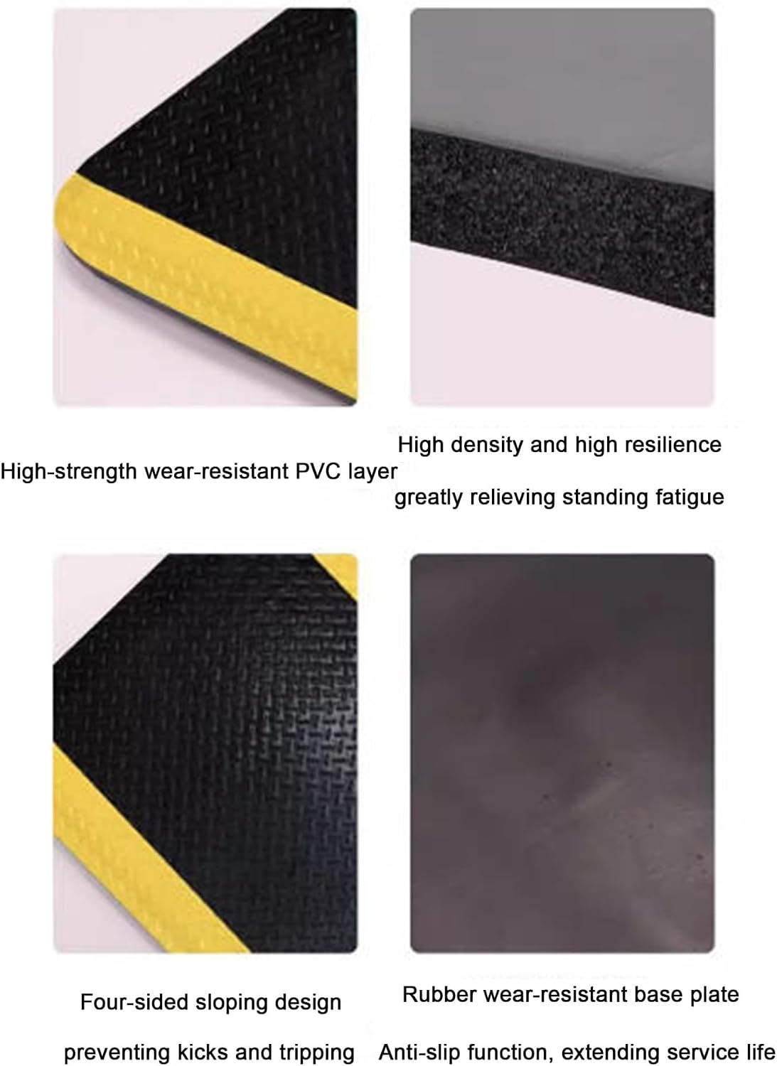 Ergonomic Anti-Fatigue Mat with Yellow Border for Workshop & Laboratory, Non-Slip Support Floor Mat, Green, 80x140CM - Ideal for Standing Workstations