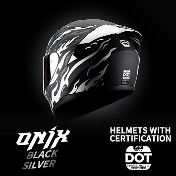 HAX Onix Full Face Motorcycle Helmets for Men Dual Visor Motorbike Helmets with Pinlock Ready DOT Approved Comfortable Fit Matte Black & Silver L