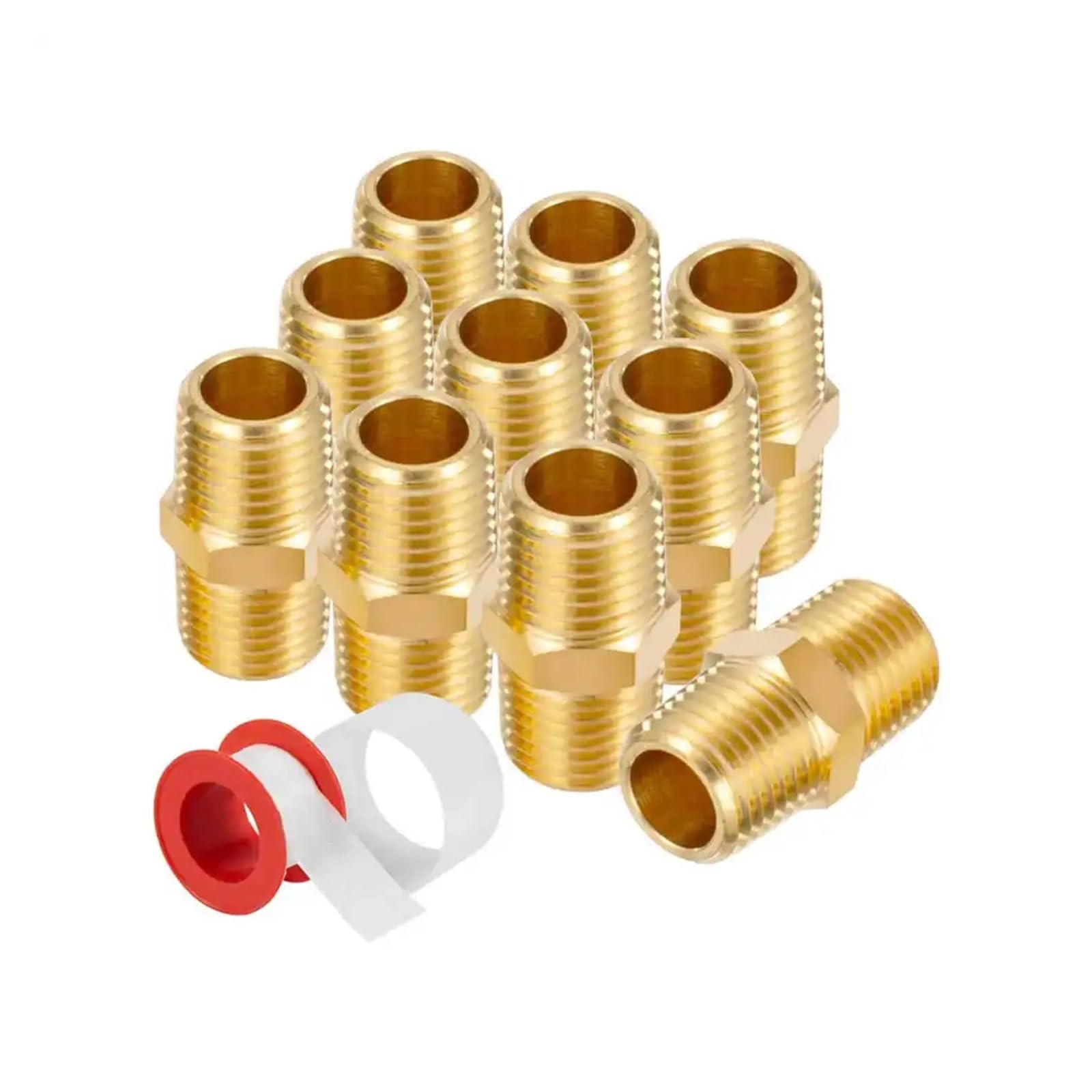 Accesorio de Boquilla Hexagonal for tubería de latón de 1/4" NPT Macho for Aire y Combustible(Pack of 100)