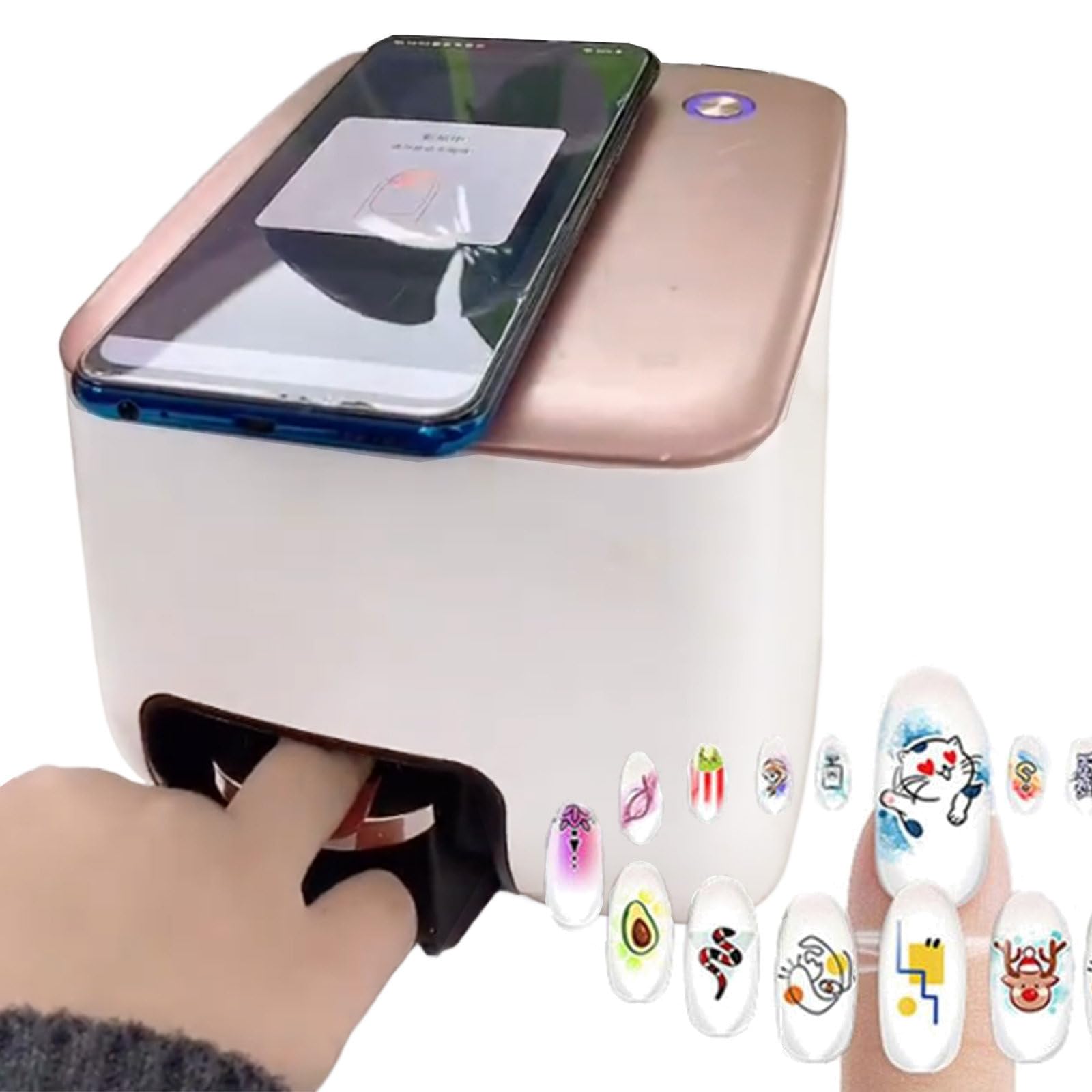 Drukarka do paznokci – automatyczna drukarka do zdobienia paznokci ze sterowaniem aplikacją do zdjęć DIY, kreskówek i wzorów tekstowych, przenośna drukarka 3D do użytku domowego