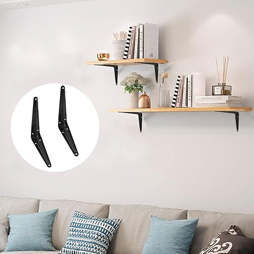 Miniatura 7 de 12 soportes de estante negros de 6 x 5 pulgadas, soporte de estante flotante, soportes en L resistentes, soporte de soporte de metal de hierro con