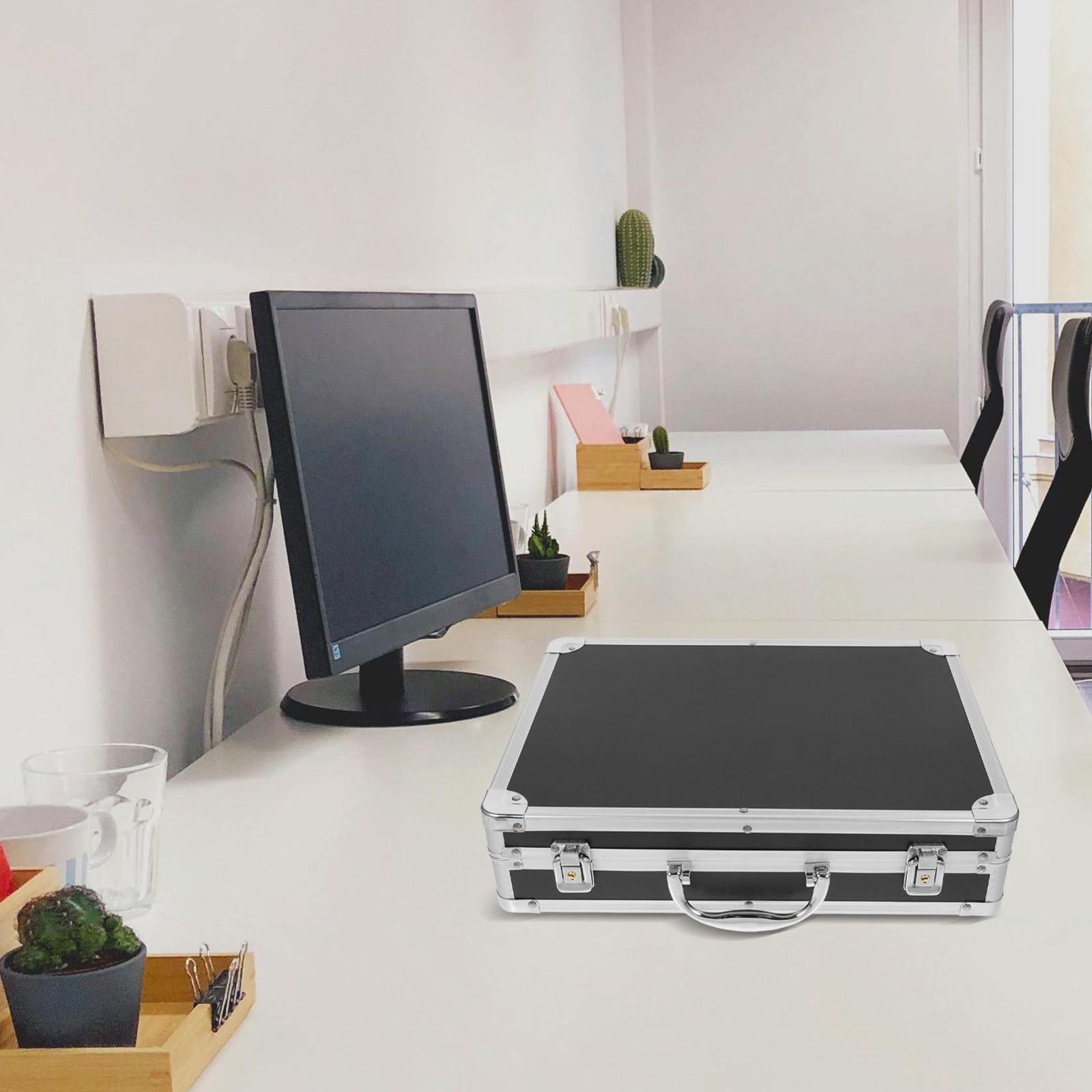 Alipis Valigetta in Alluminio Rigida Portatile Design Antiurto Cassa in Lega di Alluminio per Utensili Grande Capacità Valigetta da Lavoro per Uomo per Trasporto e Stoccaggio