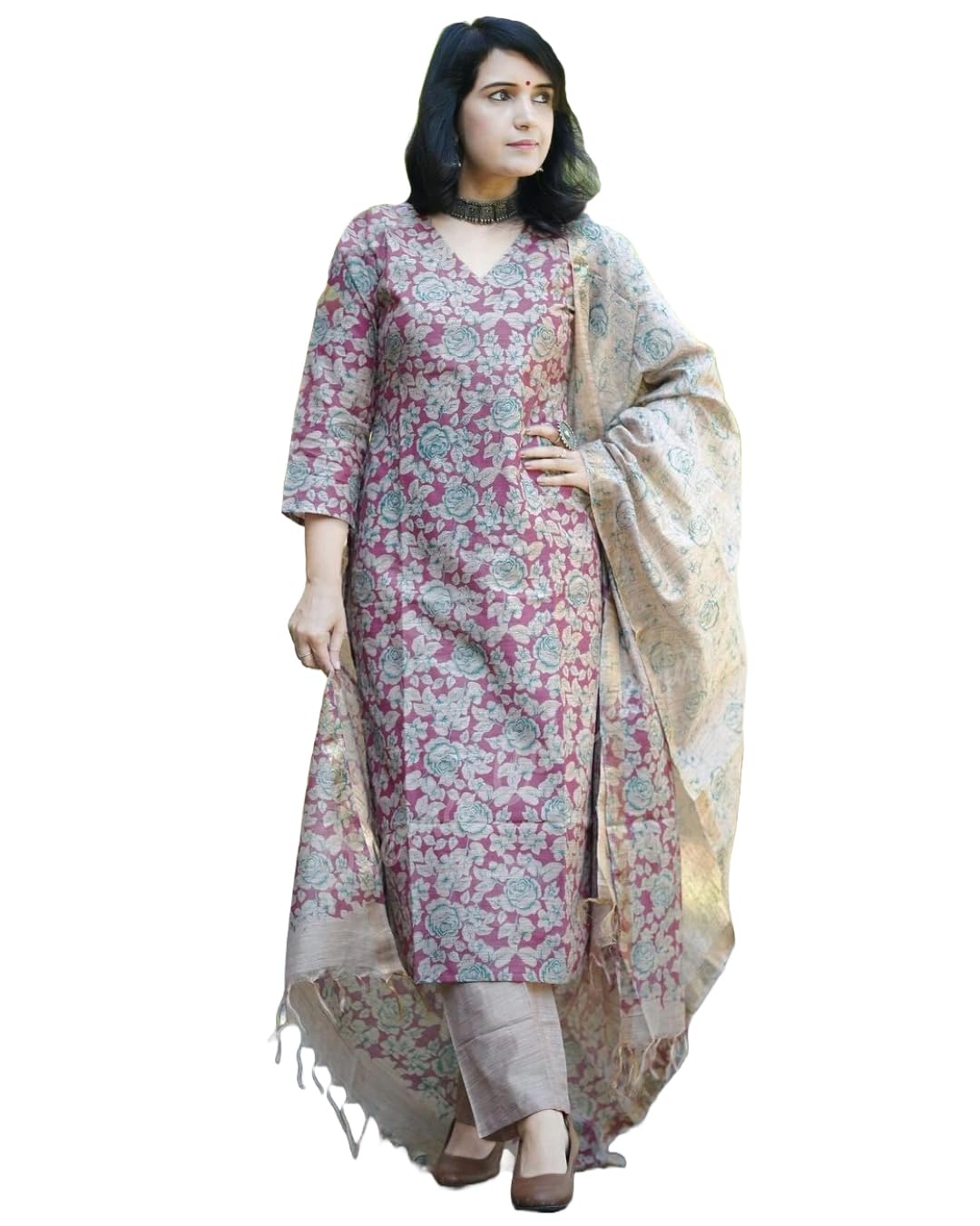 anni designer Women's Cotton Blend Printed Straight Kurta with Pant & Dupatta-picture-37