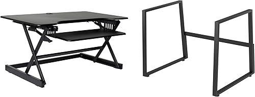 Miniatura 54 de Rocelco - Convertidor de escritorio para trabajar de pie con altura ajustable de 46 pulgadas con cargador USB y CA y soporte para monitor dual -