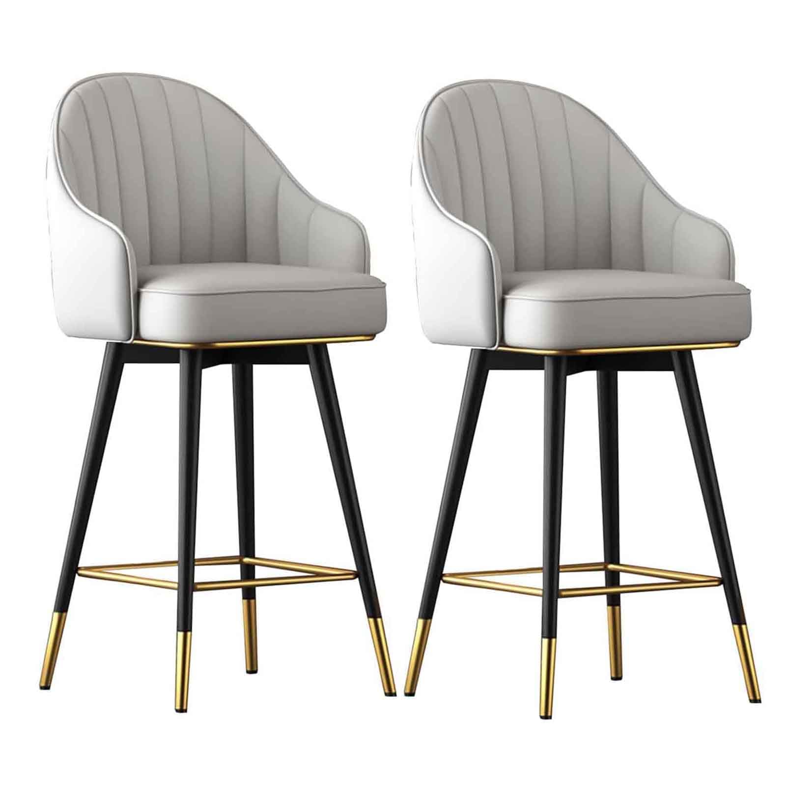 WDSOPK Set of 2,PU Leather Counter Height Bar Chair Kitchen Breakfast Stools with Backrest Upholstered for Pub Bistro (Grey-75cm)