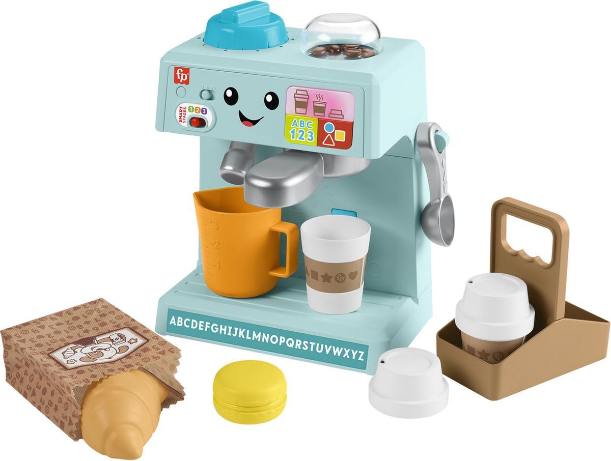 Fisher-Price Toddler Toy My Barista Set with Learning Levels and 10 Pieces, from 18 Months, Multilingual Version, HYT00