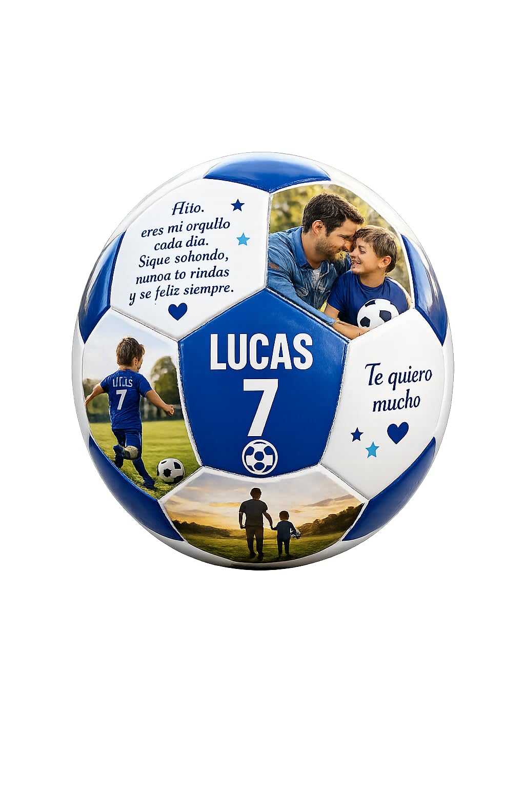 Balon de Futbol Personalizado con Fotos y Textos, 19 Fotos + 12 Textos, Regalo Original para Padres, Ninos y Entrenadores