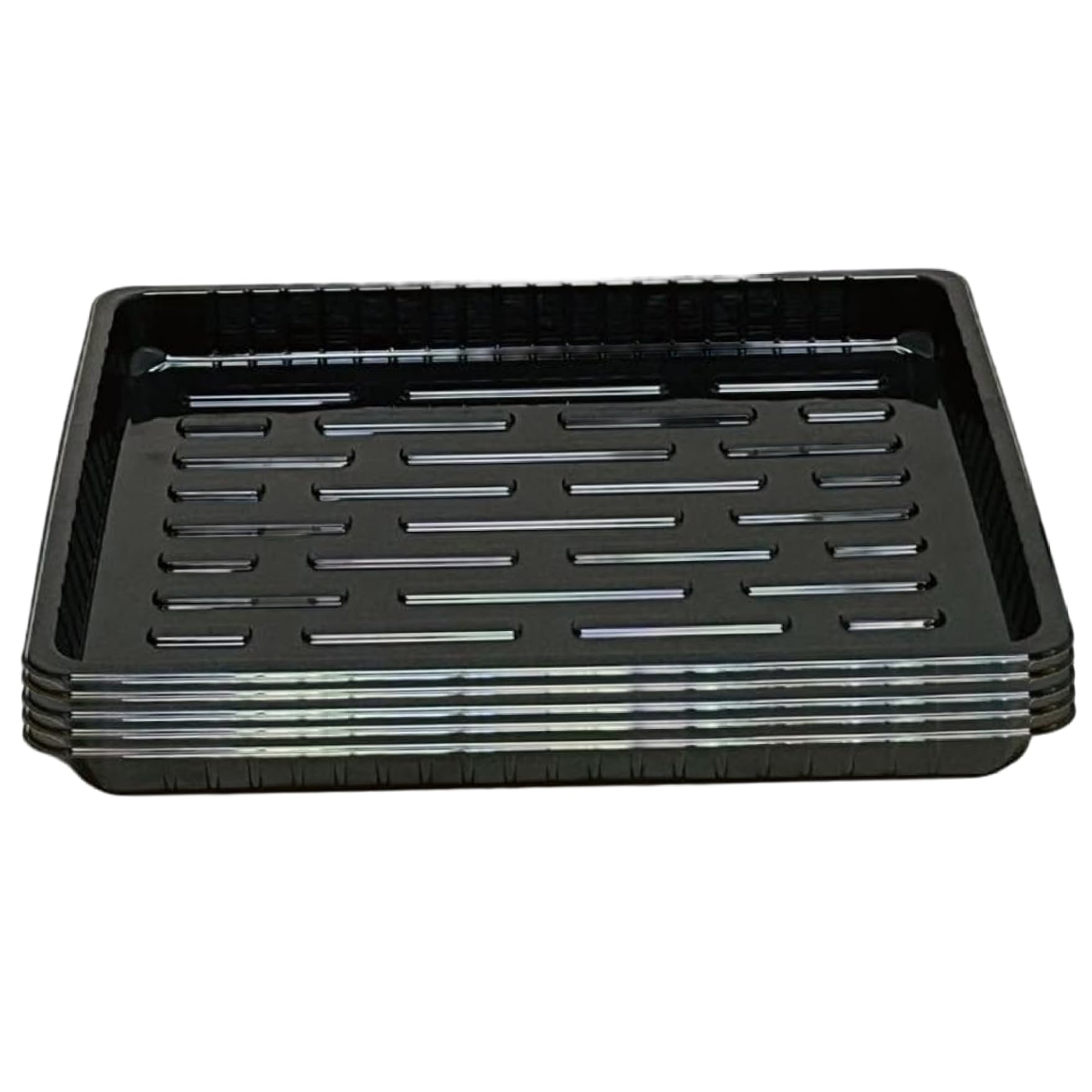Neptuiby Plant Trays Heavy Duty Plastic Plant Starter Trays No Holes Reusable Microgreen Tray 13.8x10.6x1.2 Inch Seedling Microgreens Growing Planting Microgreen Tray