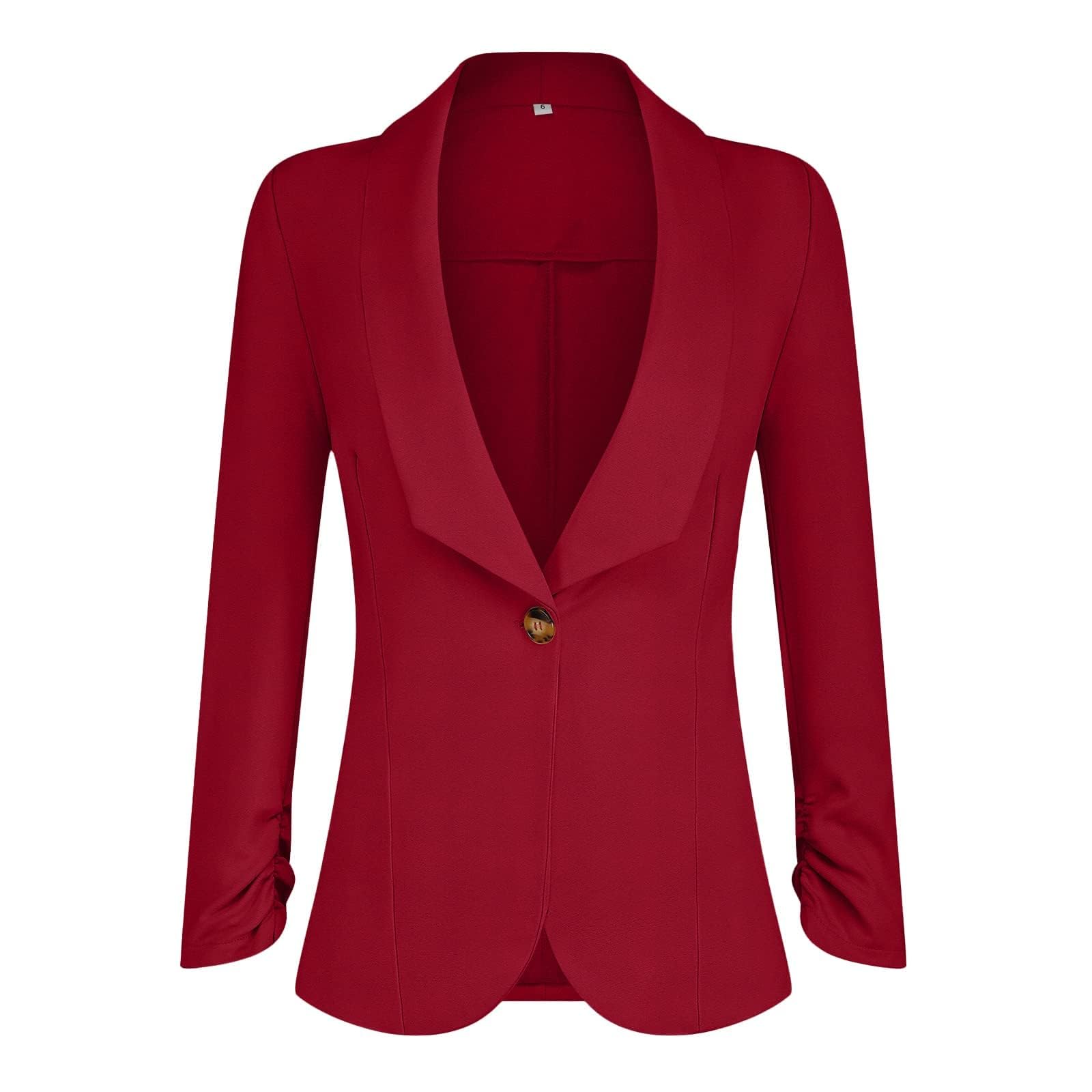 PrinStory Blazer per Le Donne 3/4 Increspato Maniche Blazer Negozio Ufficio Blazer Vestito Sportivo Jack Trench