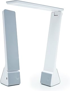 LED Desk Lamp - Minimalistic Office Desk Lamp - Rechargeable Lamp with Bed, Study, and Work Desk Light Modes - Portable Table Desk Lamp for Back to School and Work from Home Set-up - Silver