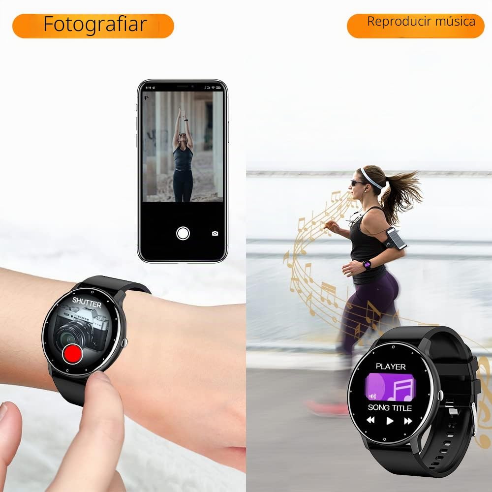 0,8cm Ultrafino Reloj Inteligente Deportivo Hombre Smartwatch Pulsera Actividad Cuenta Pasos con Pulsómetro, Monitor Presión Arterial, Monitor de Oxígeno, Conectado con Teléfono Inteligente