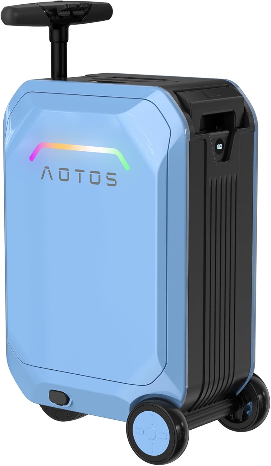 Smart Rideable luggage-Roller carry-on luggage 22x14x9-TSA, Airline-Approved 22 inch Hardshell,Zipperless Travel Suitcase with Rolling WheelsApp Control -Cabin Suitcase for Airport Travel(Blue)