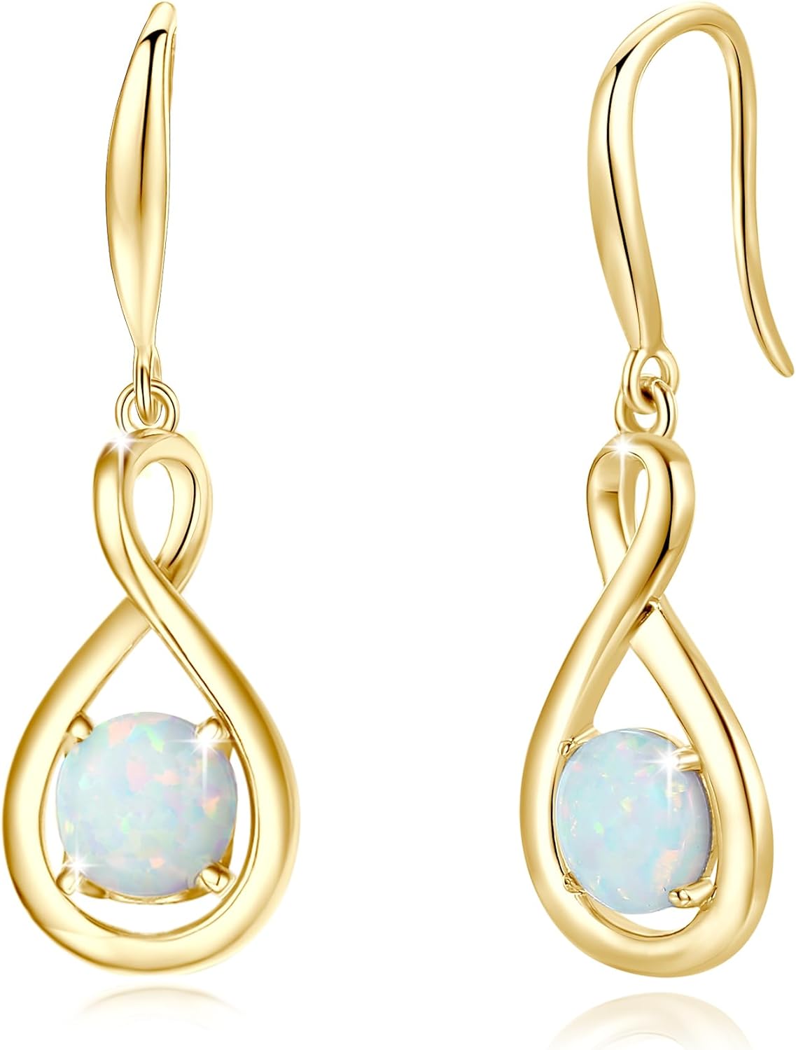 FANCIME Dangle Drop Earrings 925 Sterling Silver Dainty Infinity Round Gemstone Birthstone Jewelry Birthday Mothers Day Gifts for Her Women