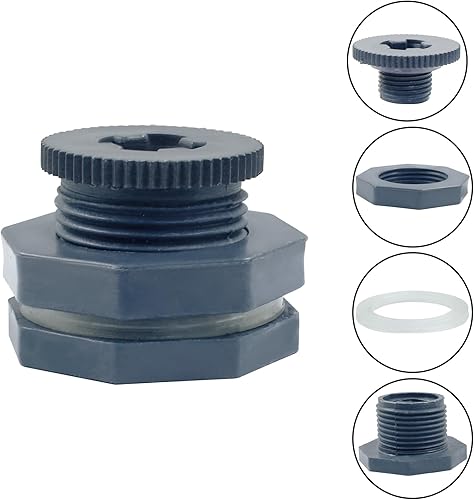 Vista 8 de 1" PVC Bulkhead Fitting con enchufes NPT1 rosca hembra conector tanque de agua para barriles de lluvia, acuarios y estanques