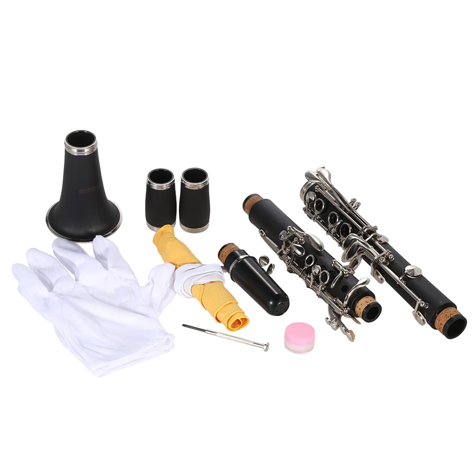 ABS 17 Key BB Clarinet Cupronickel Chapado Niquelado Con Guantes De Limpieza Instrumento De Viento De Madera