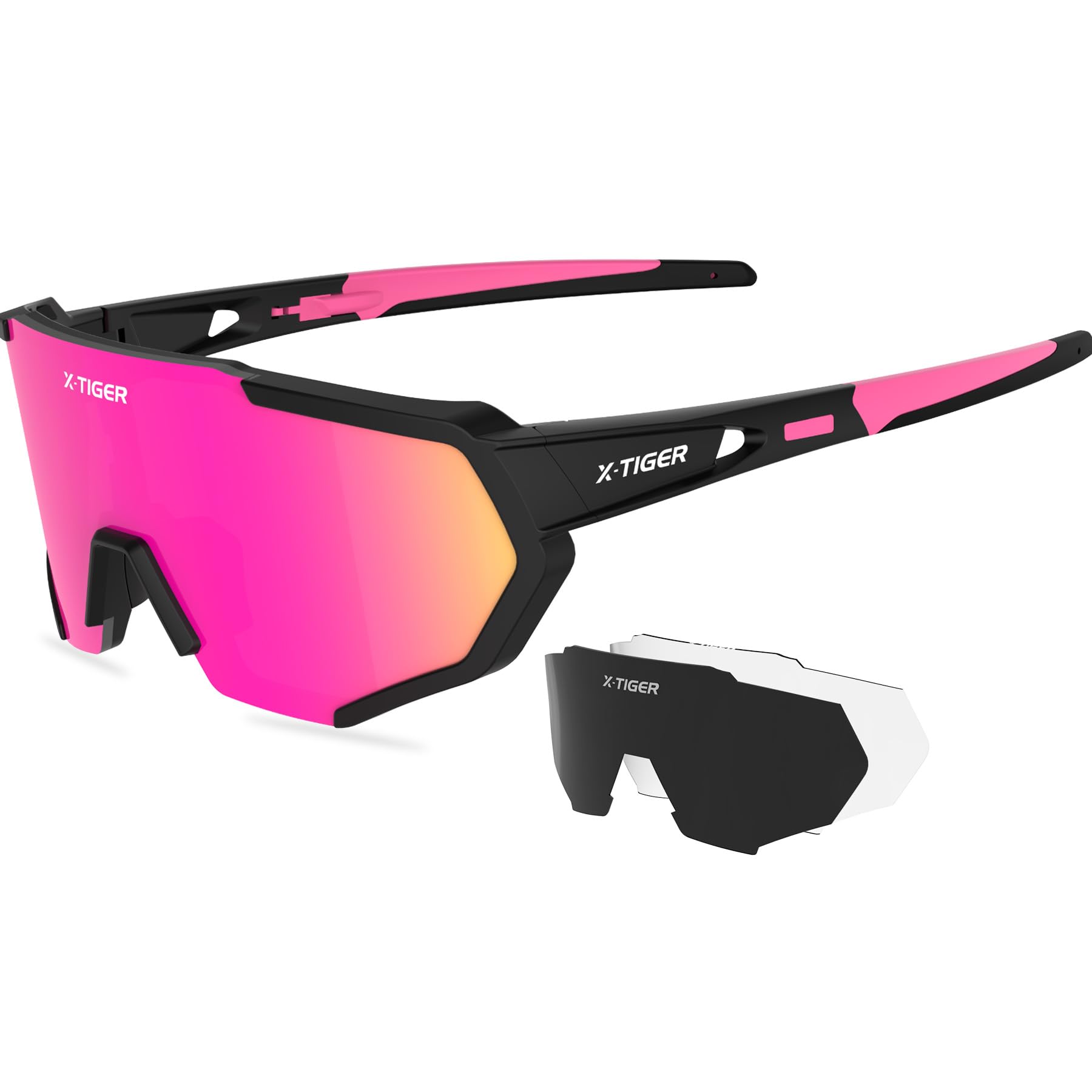 Sponsored Ad - X-TIGER Polarized Sports Sunglasses with 5 Interchangeable Lenses,Mens Womens Cycling Bike Glasses,Baseball Running Fishing