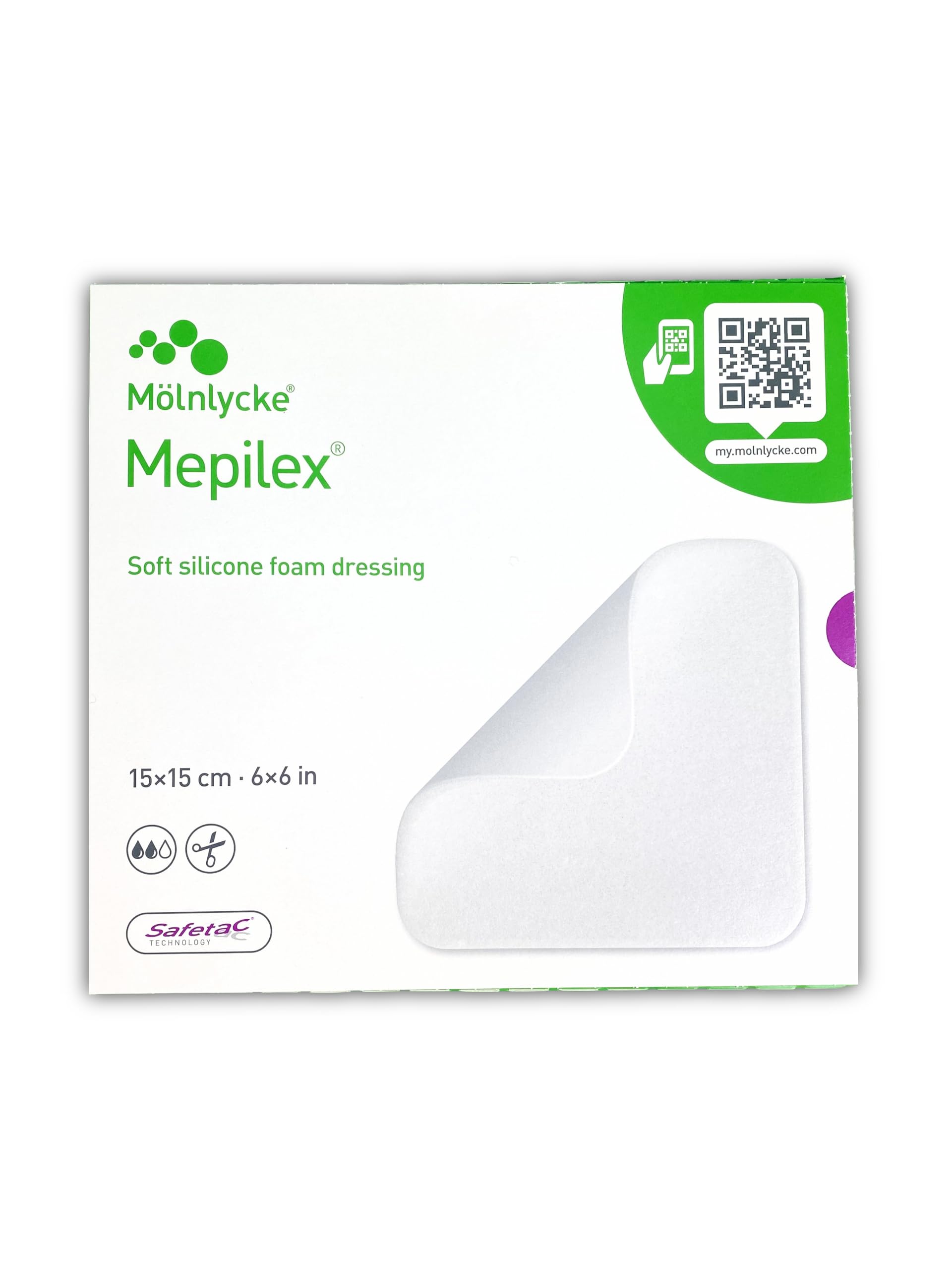 Mepilex, medicazione in schiuma di silicone morbido (15 x 15 cm, 5 pezzi)