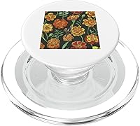 Vista 1 de Cockatiel Marigolds Yellow Orange Vintage Plant Pattern PopSockets MagSafe PopGrip for iPhone
