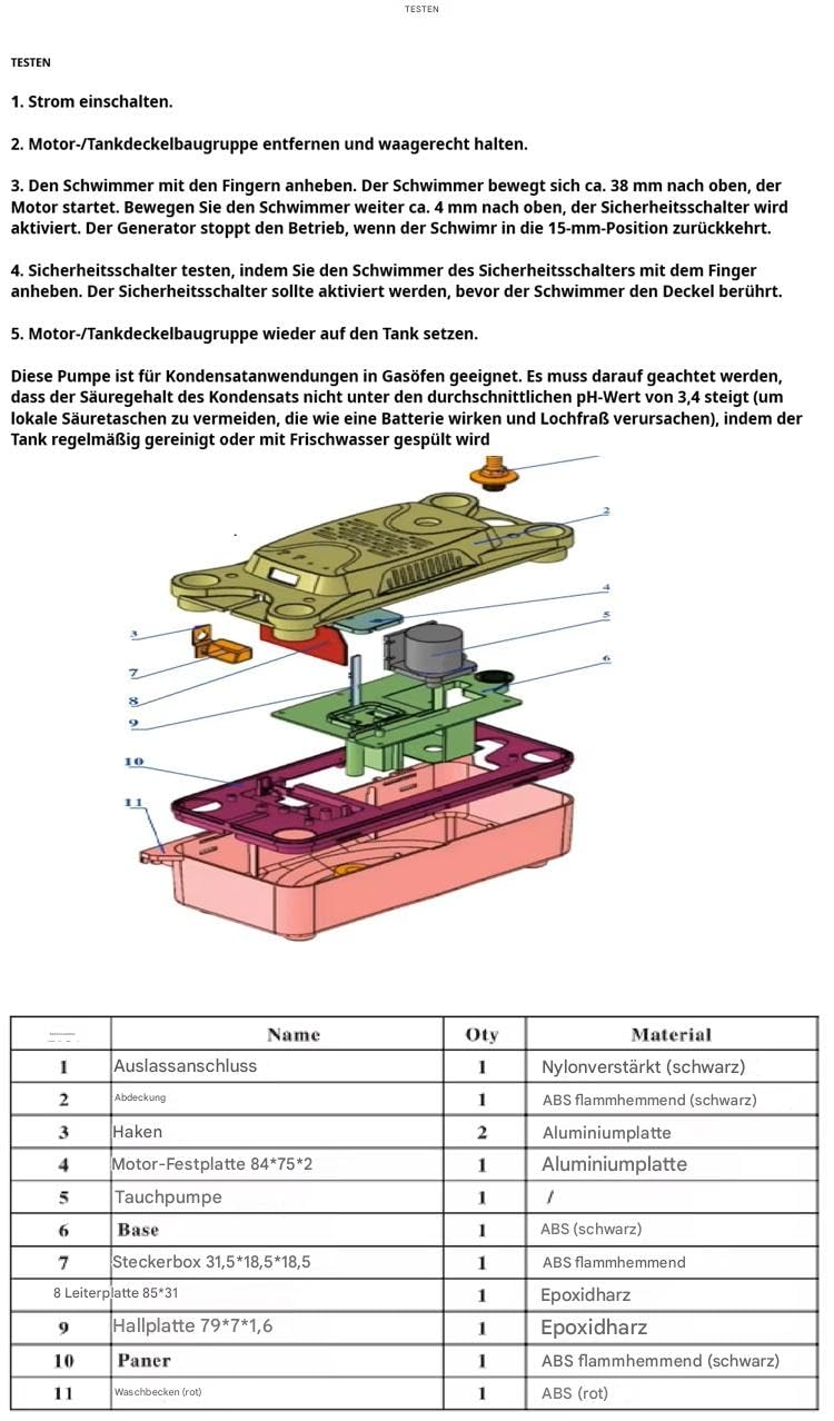 SHK-KONTOR |Kondensat | Entwässerung | Hebeanlage| Automatisch, 28x13x18,5 cm, 2,4 kg, 1,5L Behälter, für Brennwertheizungen und Klimaanlagen