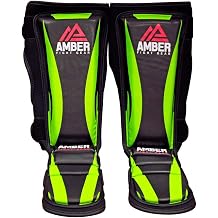 Amber Fight Gear MMA Shin Guards and Instep Foam Leg Pads Muay Thai Foot Protective Gear Boxing Kickboxing Training Sparring Protector