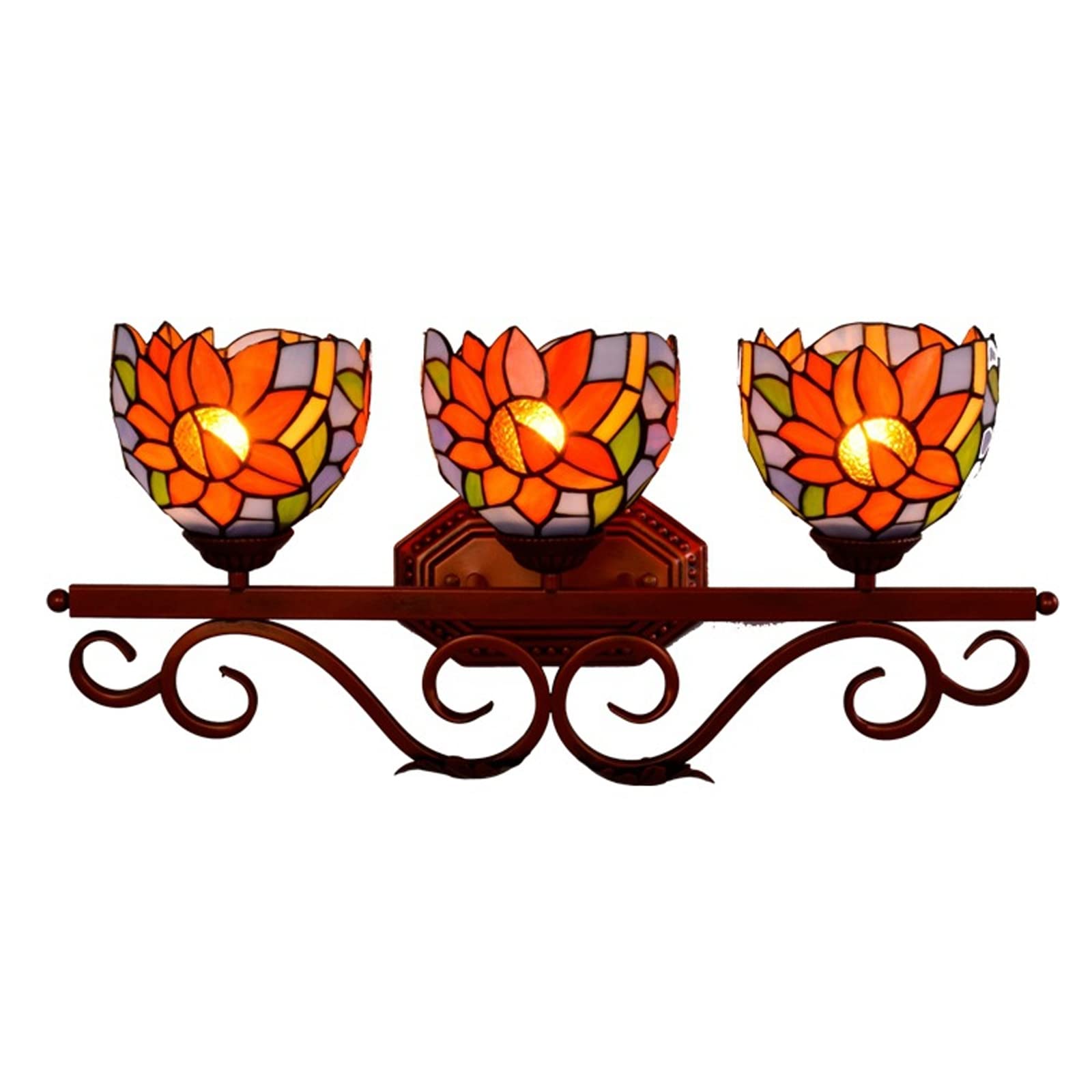 SXSCARKX Sun Flower Wall Lamp Retro Three-Head Tiffany Style Stained Glass Lampshade Home Decoration for Corridor Bar Restaurant Bedroom Needed