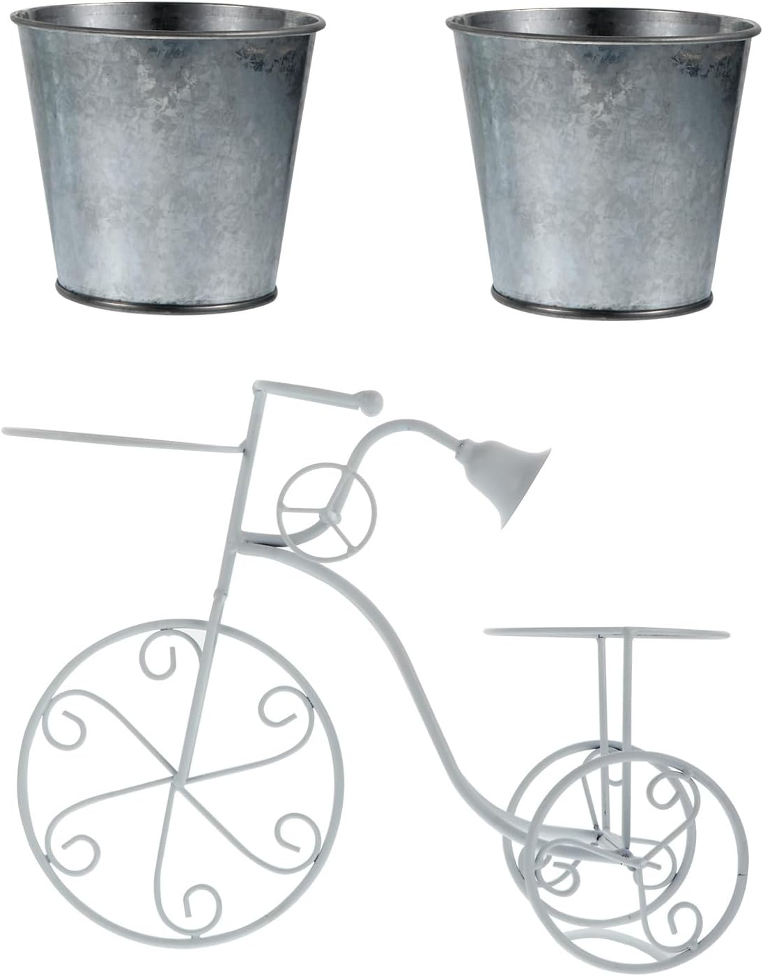 BESPORTBLE Iron Art Bike Shape Plant Stand Bicycle Planter Rack for Indoor Outdoor Garden Decoration White Floor Flowerpot Holder