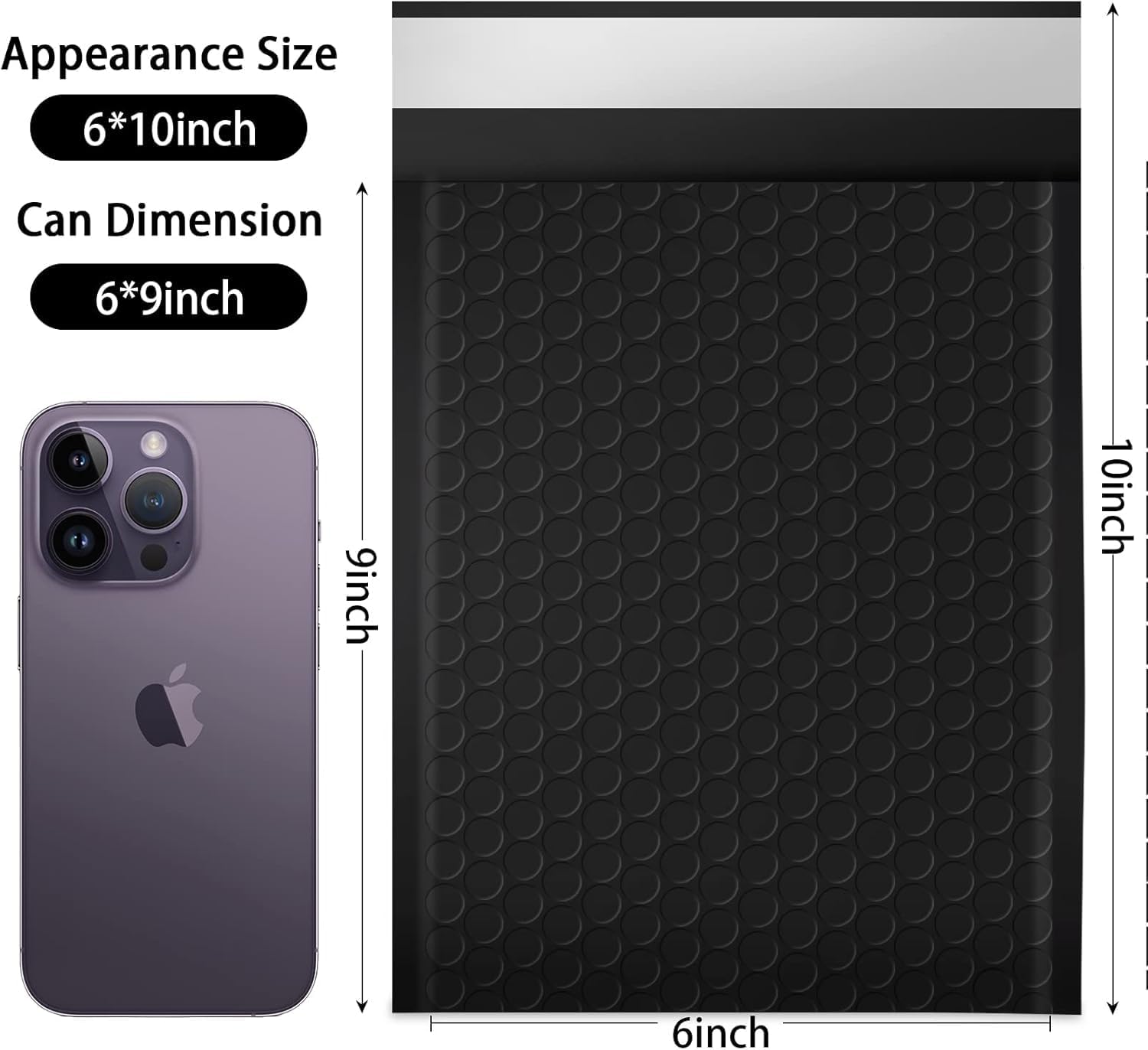 packbabol Bubble Mailers 6x10" 100 Pack Black Padded Envelopes Waterproof Usable Size 6x9 Self-Seal Padded Mailing Envelopes Bubble Opaque Padded Mailer for Small Businesses, Envelope Mailers#0 - Image 2