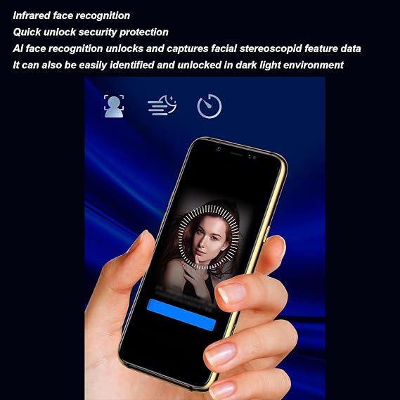 Mini Smartphone, HD Screen 3GB 32GB 8MP 4 Core Small Phone for Communication (Blue)