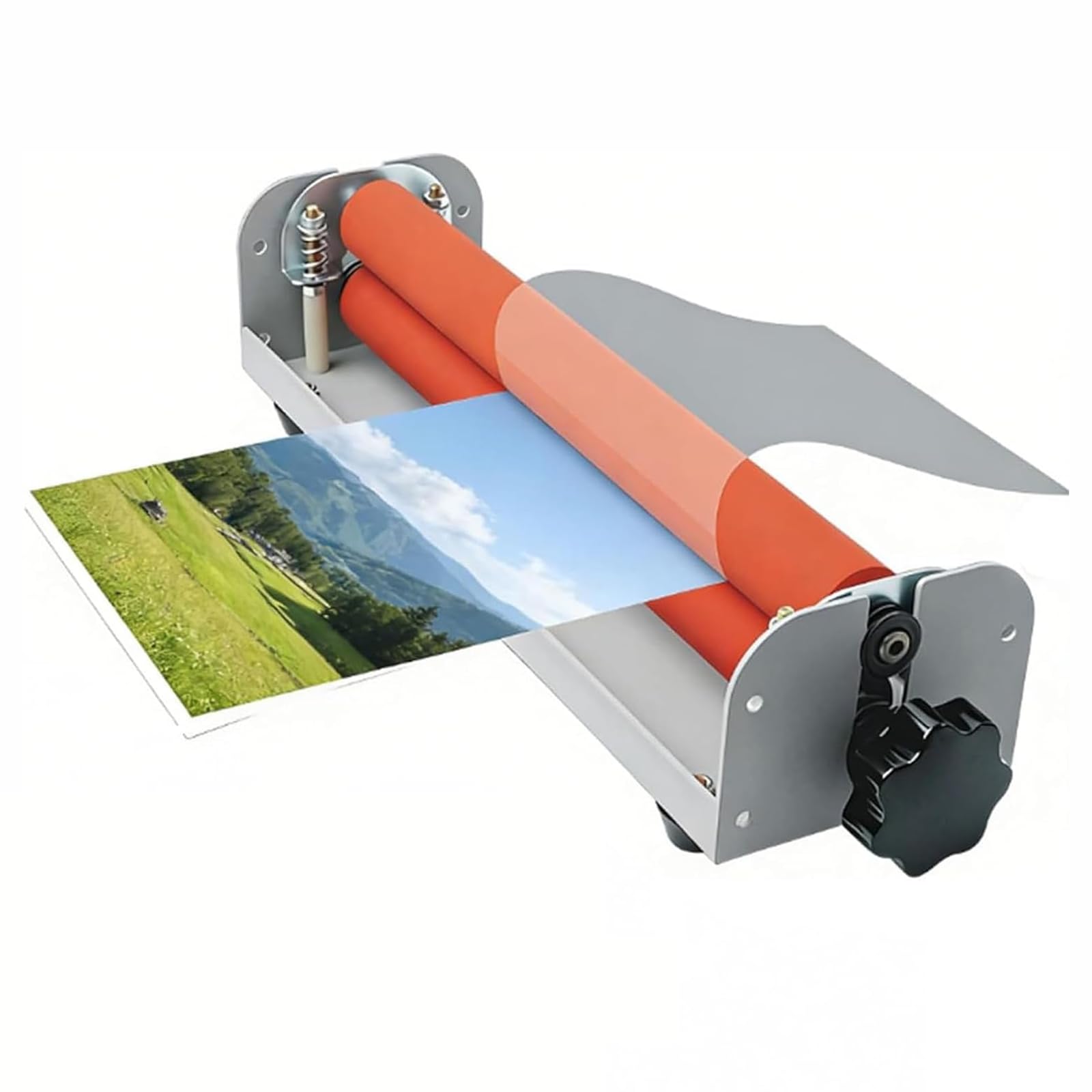 Plastificatrice A Freddo Manuale Portatile, Pressa A Manovella da 30 Cm con Rullo Regolabile, Plastificatrice A Rullo A Freddo di Grande Formato, per Foto A4, Lavori Fai da Te E Documenti.
