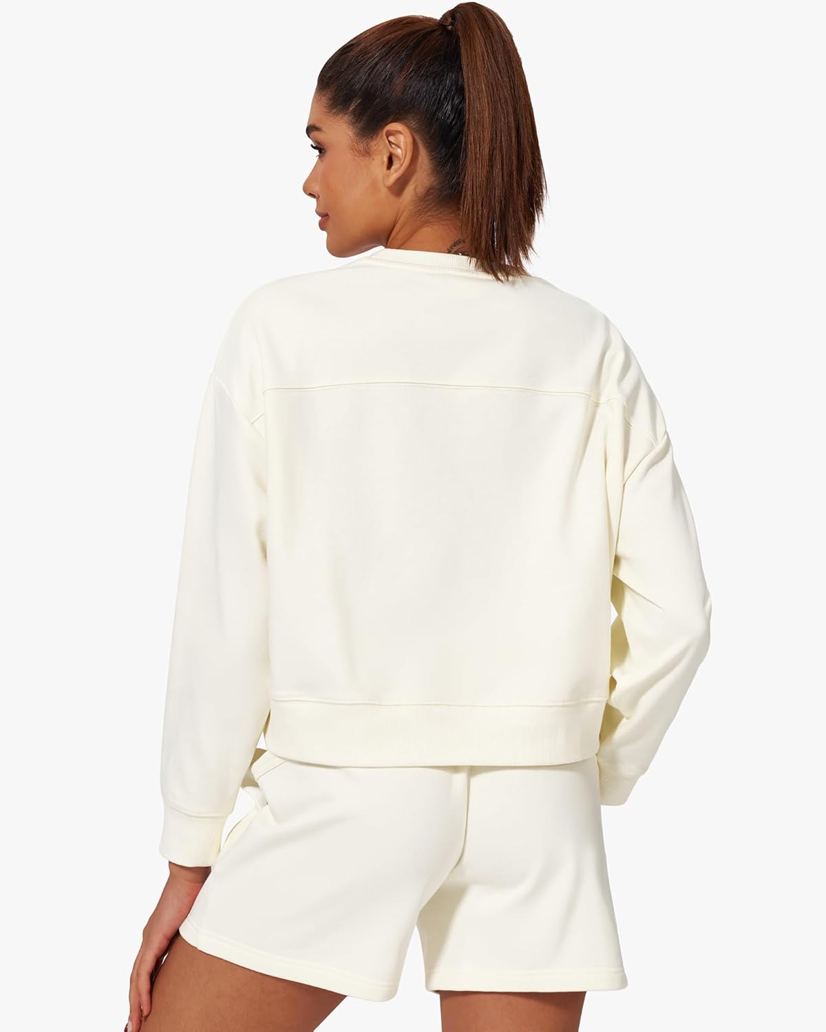 Stelle Cropped Sweatshirt for Women Crewneck Pullover Tops Oversized Long Sleeve Lightweight Casual Cotton Sweat Shirts - Image 2