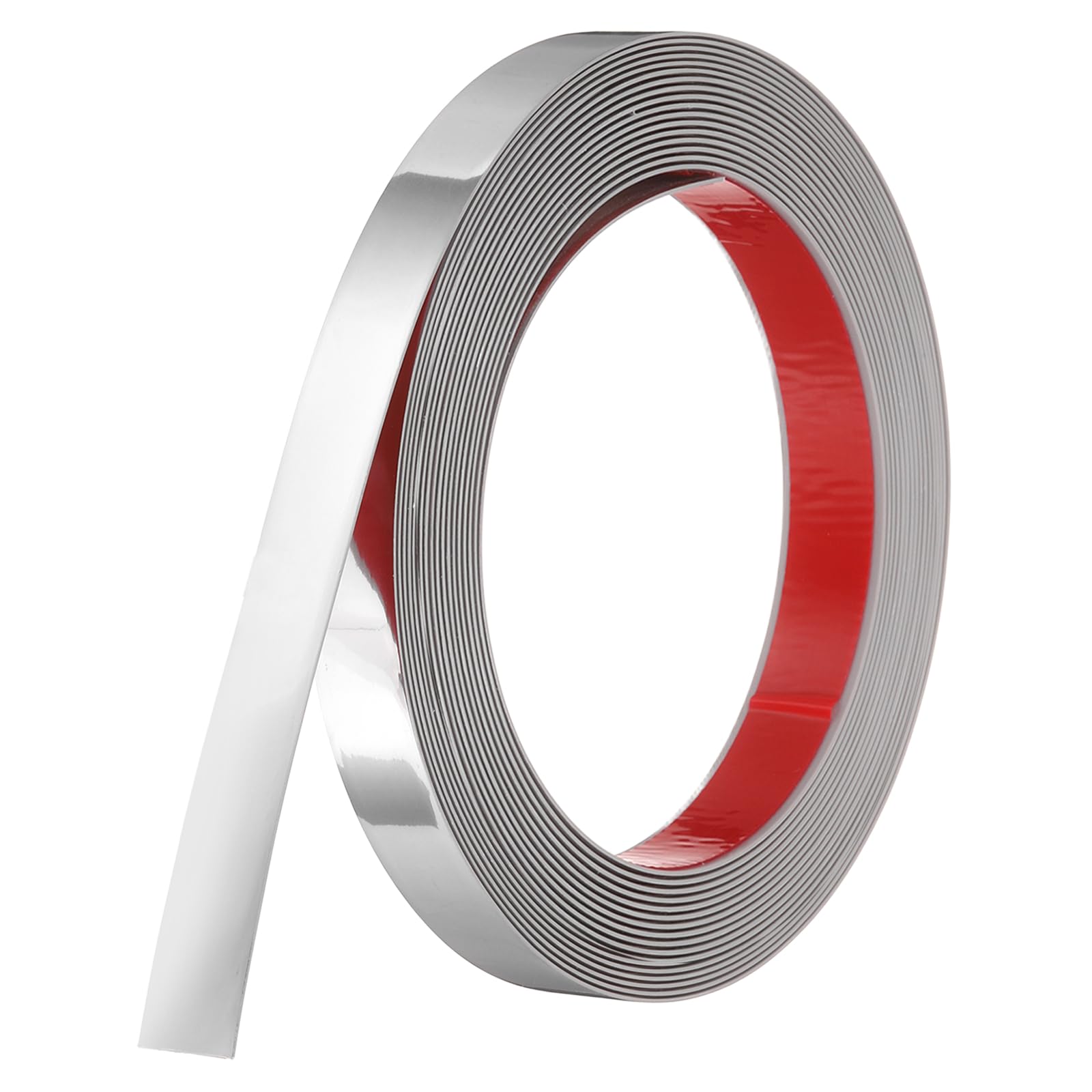 sourcing map Silver Peel and Stick Molding Trim, 0.8 Inch x 19.7 ft Self-Adhesive Mirror Tape, Flexible PVC Border Strip for Wall Decoration Tile Edge Ceiling Floor Frame Furniture Decoration
