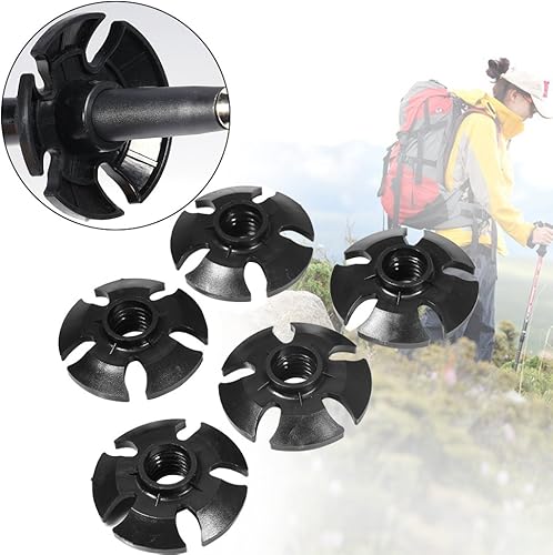 Miniatura 8 de Paquete de 5 cestas de senderismo para bastones de goma, accesorios de bastón de senderismo, cesta de arrastre de barro de nieve, cesta de poste de