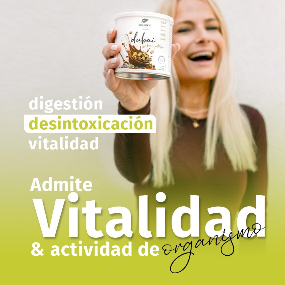 Nature's Finest Dubai Latte Mix con Pistacho, Cacao, Inulina y Clorella, 125 g - Bebida Vegana sin Azúcar Añadido - Apoyo Digestivo y Detox Natural - Bajo en Calorías, Apto para Dietas Keto y Low Carb