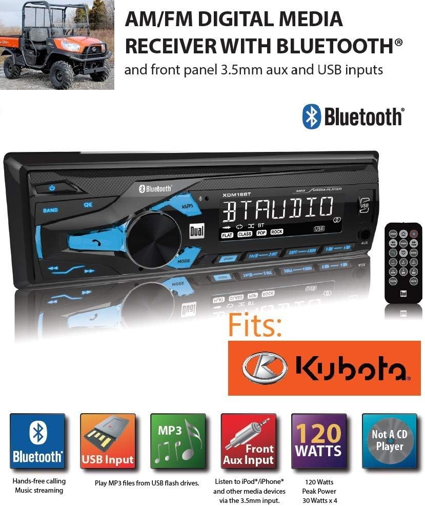 Direct Plug & Play Kubota Tractor Radio AM FM Bluetooth RTV 1100 RTX