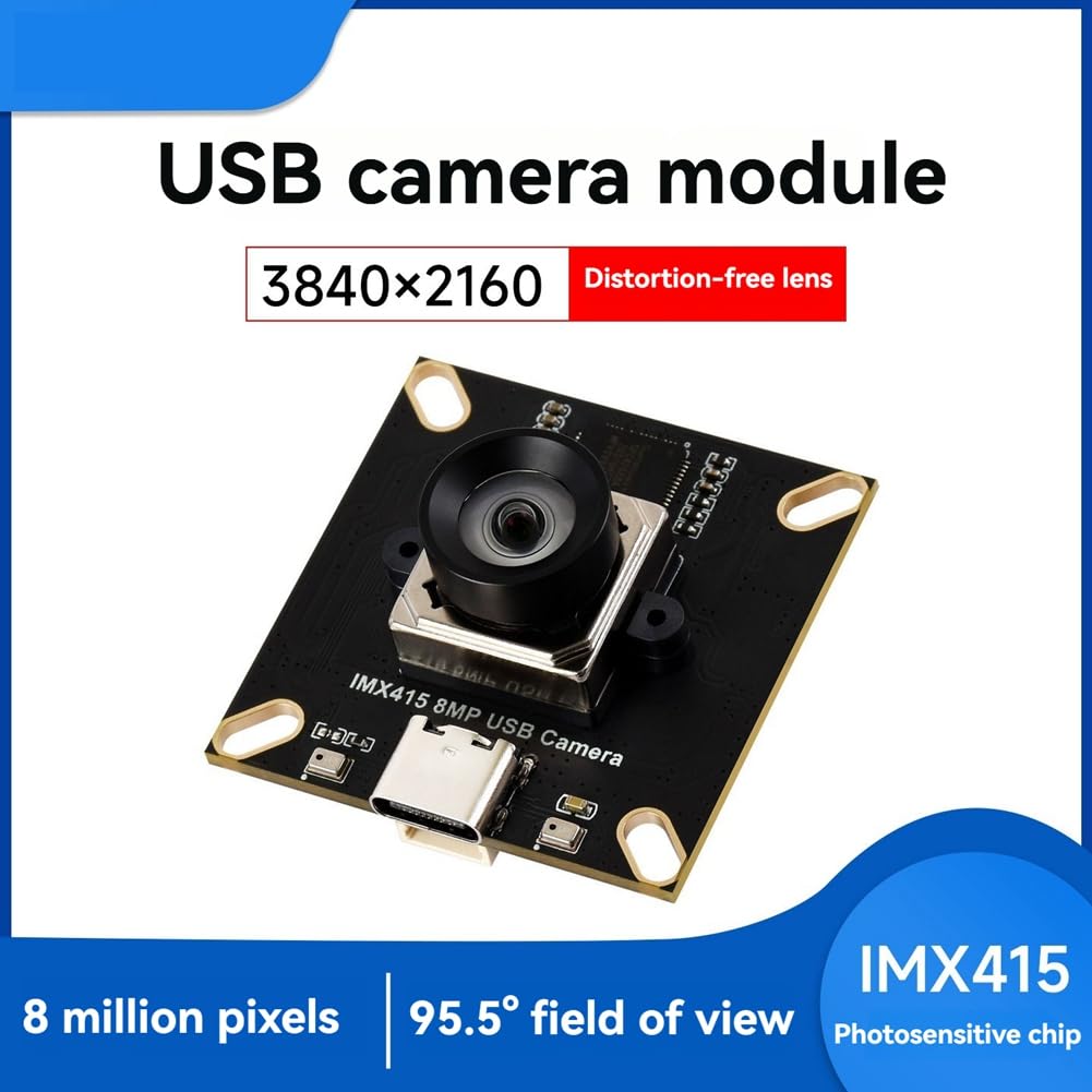 IMX415 8MP USB2.0 Type-C USB-Kameramodul 3840x2160 Full HD 95,5° D-FOV Verzerrungsfreies Objektiv mit Integrierten Dual-Mikrofonen