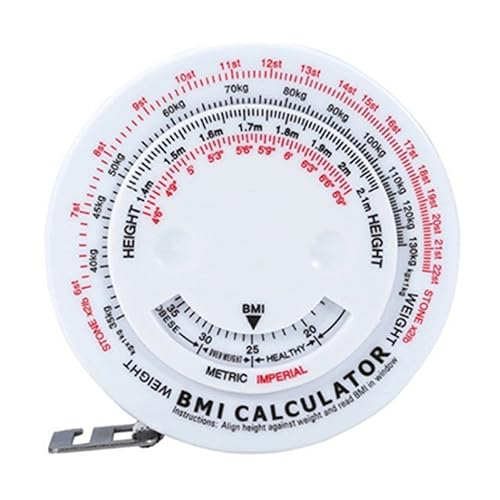 Miniatura 1 de Cinta métrica corporal IMC, cinta retráctil redonda de 4.9 ft, calculadora automática de cinta retráctil para la cintura, cinta de salud portátil,