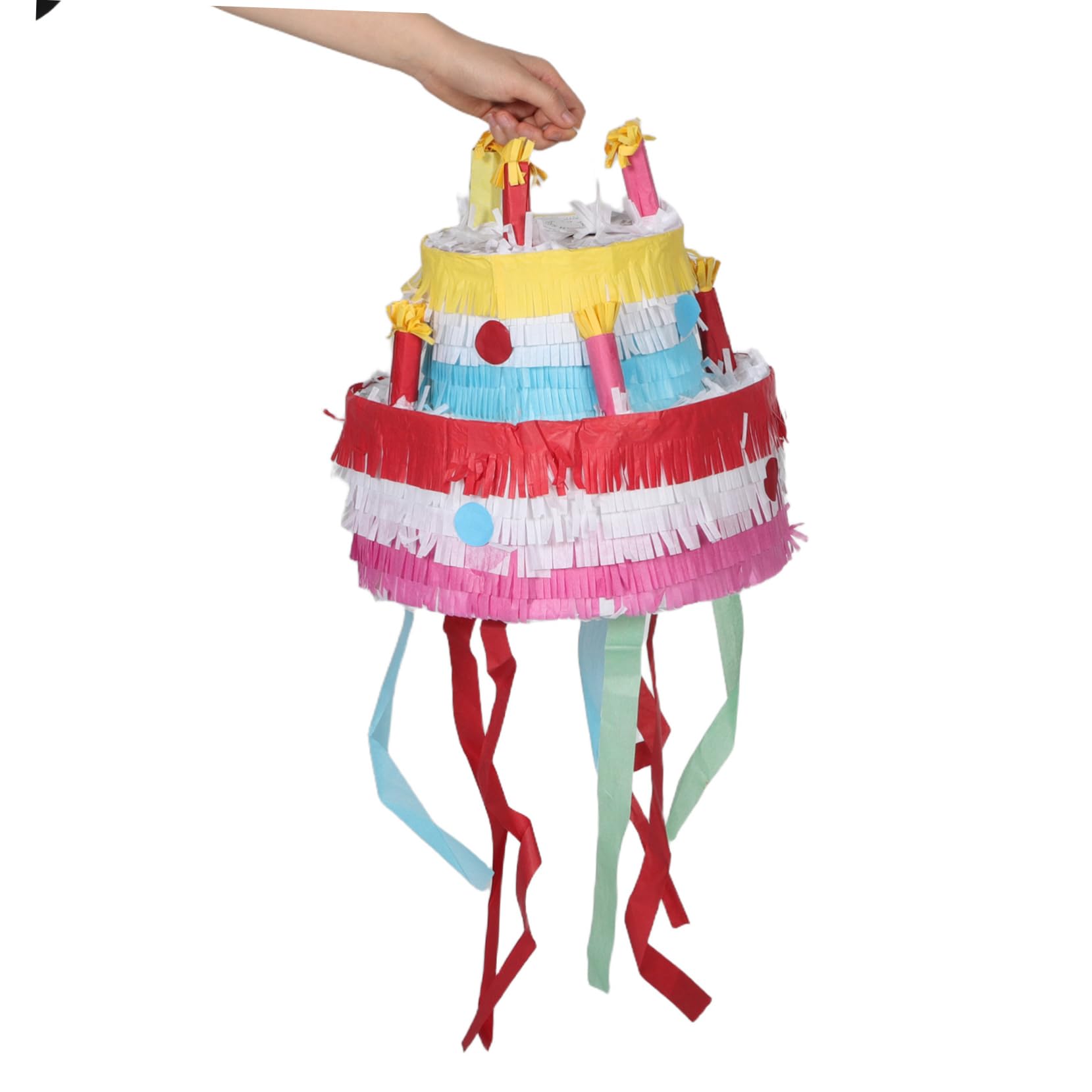 Toyvian Piñata de Pastel de Cumpleaños Grande Tonos Pastel para Fiestas Infantiles y Decoraciones de Cumpleaños Mexicanas Divertido Dulces y Confeti para Fiestas de Verano