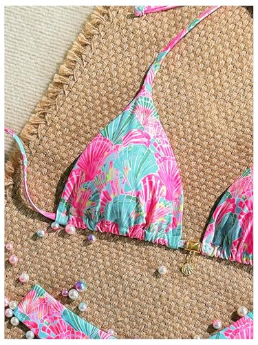 Women's 2 Piece Bikini Set Shell Triangle Thong Bikini Boho Seashell High Waisted Bathing Suit String Halter Swimsuit4