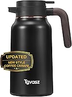 Tgvasz 70oz Thermal Coffee Carafe - 36Hr Hot/24Hr Cold Insulated Stainless Steel Dispenser for Coffee, Tea, Milk (Black)