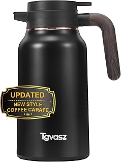 Tgvasz 70oz Thermal Coffee Carafe - 12Hr Hot 24Hr Cold Stainless Steel Insulated Dispenser for Coffee Tea Black