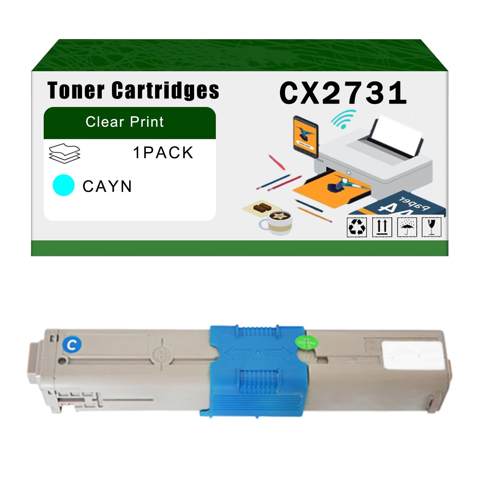 LECUU CX2731 Toner Cartridges Compatible for Okidata OKI CX2731MFP Printers, High Yield 6000 Pages Bright Clear Colors (Cyan)