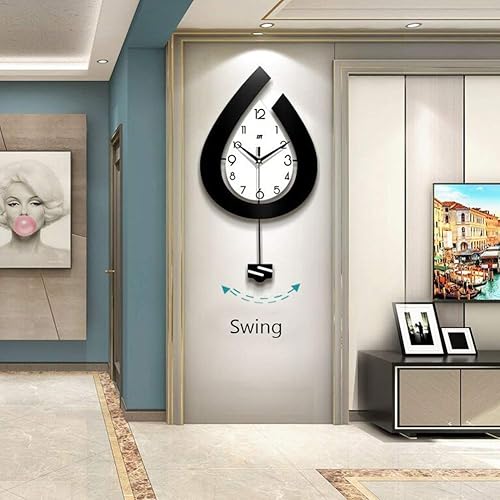 Miniatura 7 de Reloj de pared de péndulo decorativo de madera grande, de cuarzo elegante con péndulo reloj de pared silencioso, grandes relojes de moda para el