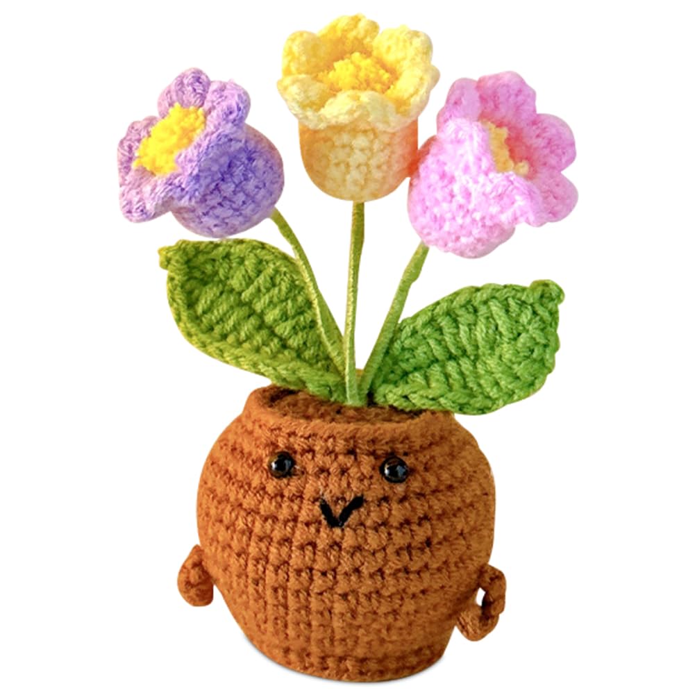 Fiore all'Uncinetto Lavorato a Mano, Mini Bambola Lavorata a Maglia, Decorazione Casa Creativa Idea Regalo