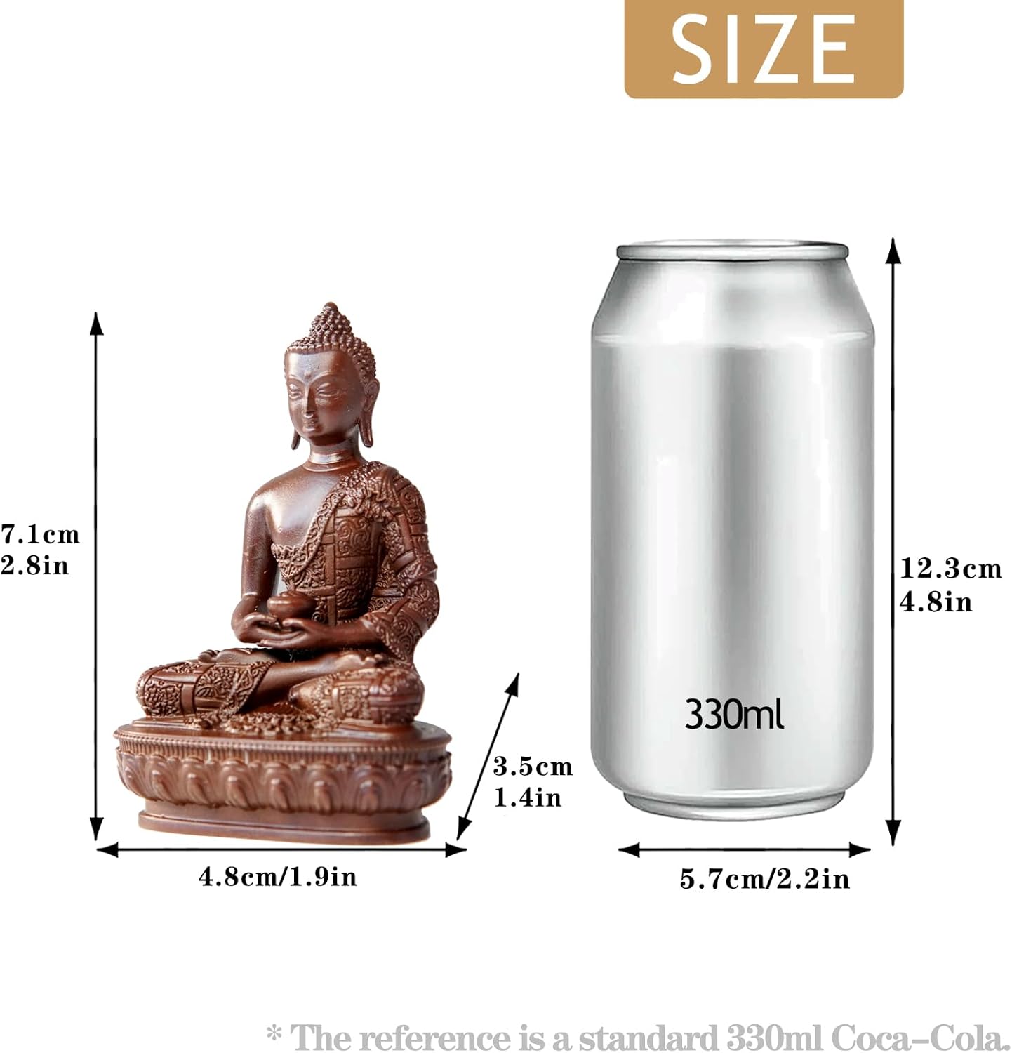 Buddha Statue Indoor, 2.9 inch Handmade Pure Copper Buddha Statues for Home Decor, Vintage Office Bedroom Shelf Decor Entryway (Amitabha)